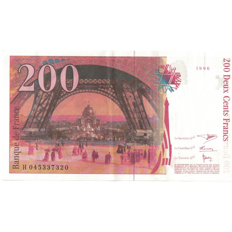 Frankreich, 200 Francs, Eiffel, 1996, H.045, VZ+, Fayette:75.3b, KM:159b