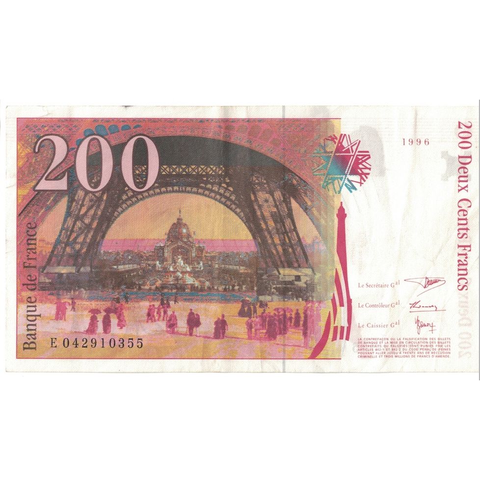France, 200 Francs, Eiffel, 1996, E.042, UNC(60-62), Fayette:75.3b, KM:159b