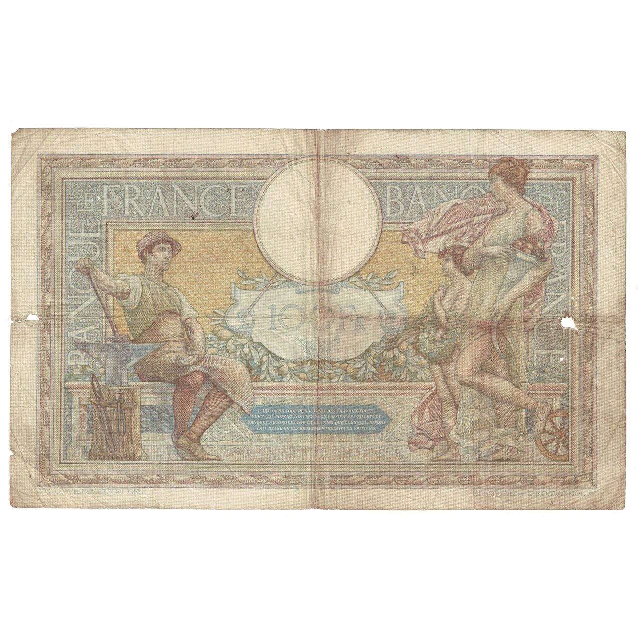França, 100 Francs, Luc Olivier Merson, 1935, J.481, VG(8-10), Fayette:24.14