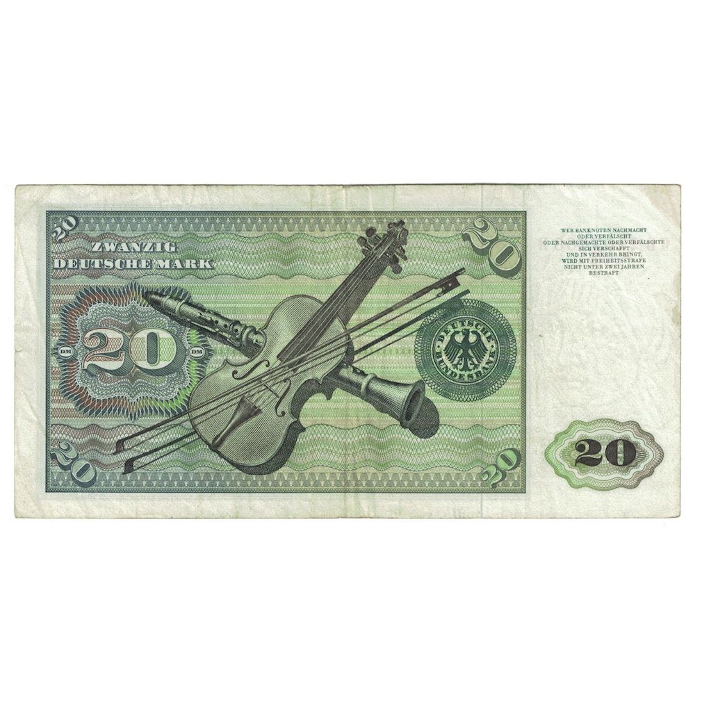 Banconote, GERMANIA - REPUBBLICA FEDERALE, 20 Deutsche Mark, 1970, 1970-01-02
