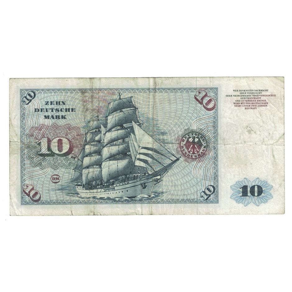 Banconote, GERMANIA - REPUBBLICA FEDERALE, 10 Deutsche Mark, 1970, 1970-01-02