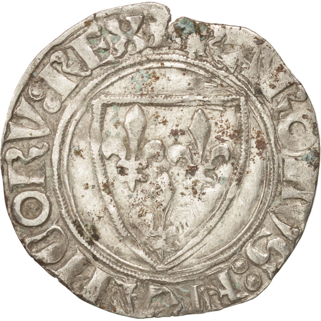 FRANCE, Charles VI, Blanc guénar, Crémieu, EF(40-45), Billon, Duplessy:377A
