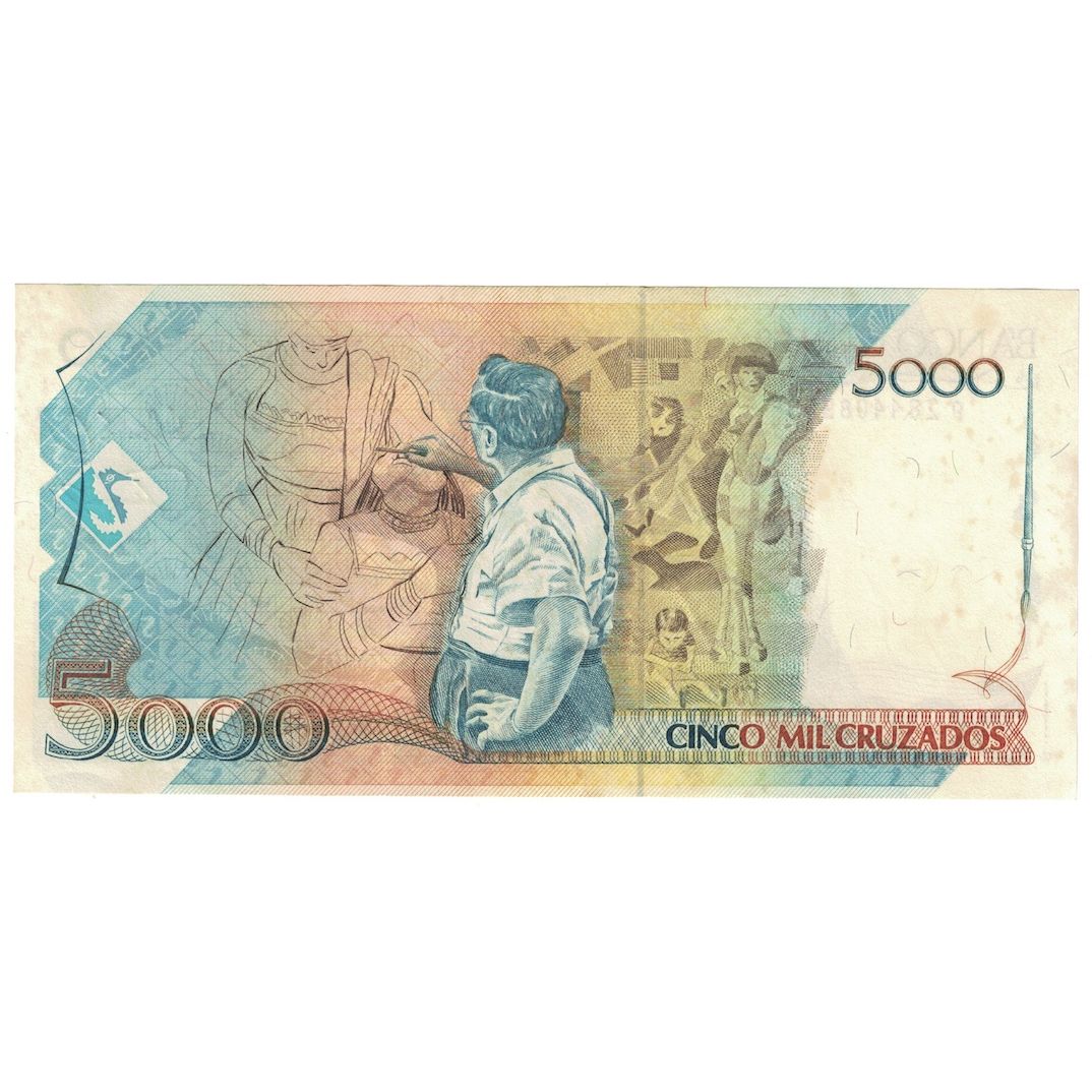Banknote, Brazil, 5 Cruzados Novos on 5000 Cruzados, 1989, KM:217a, UNC(60-62)