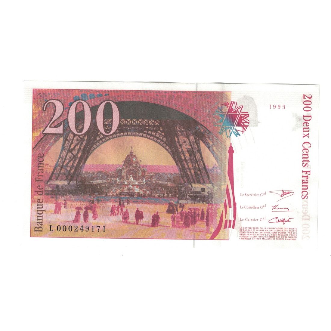 Frankrijk, 200 Francs, Eiffel, 1995, L.000, SPL+, Fayette:75.1, KM:159a