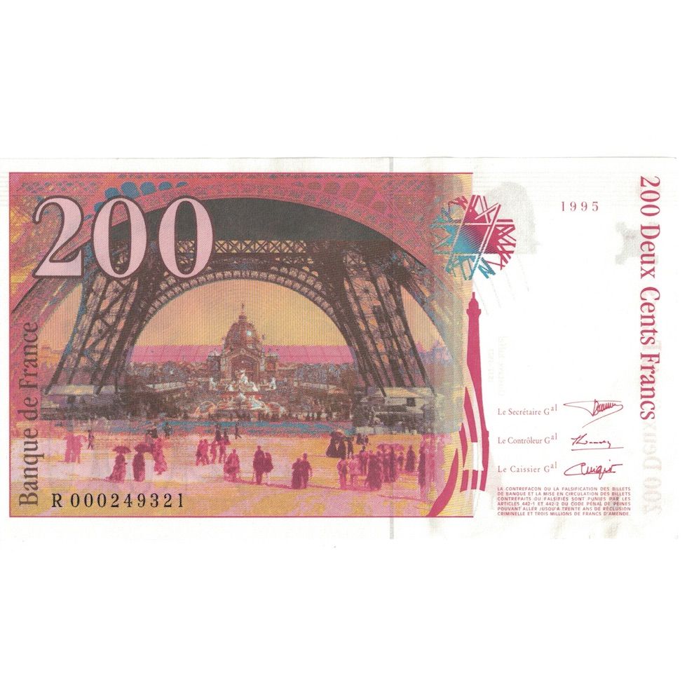 France, 200 Francs, Eiffel, 1995, R.000, UNC(64), Fayette:75.1, KM:159a