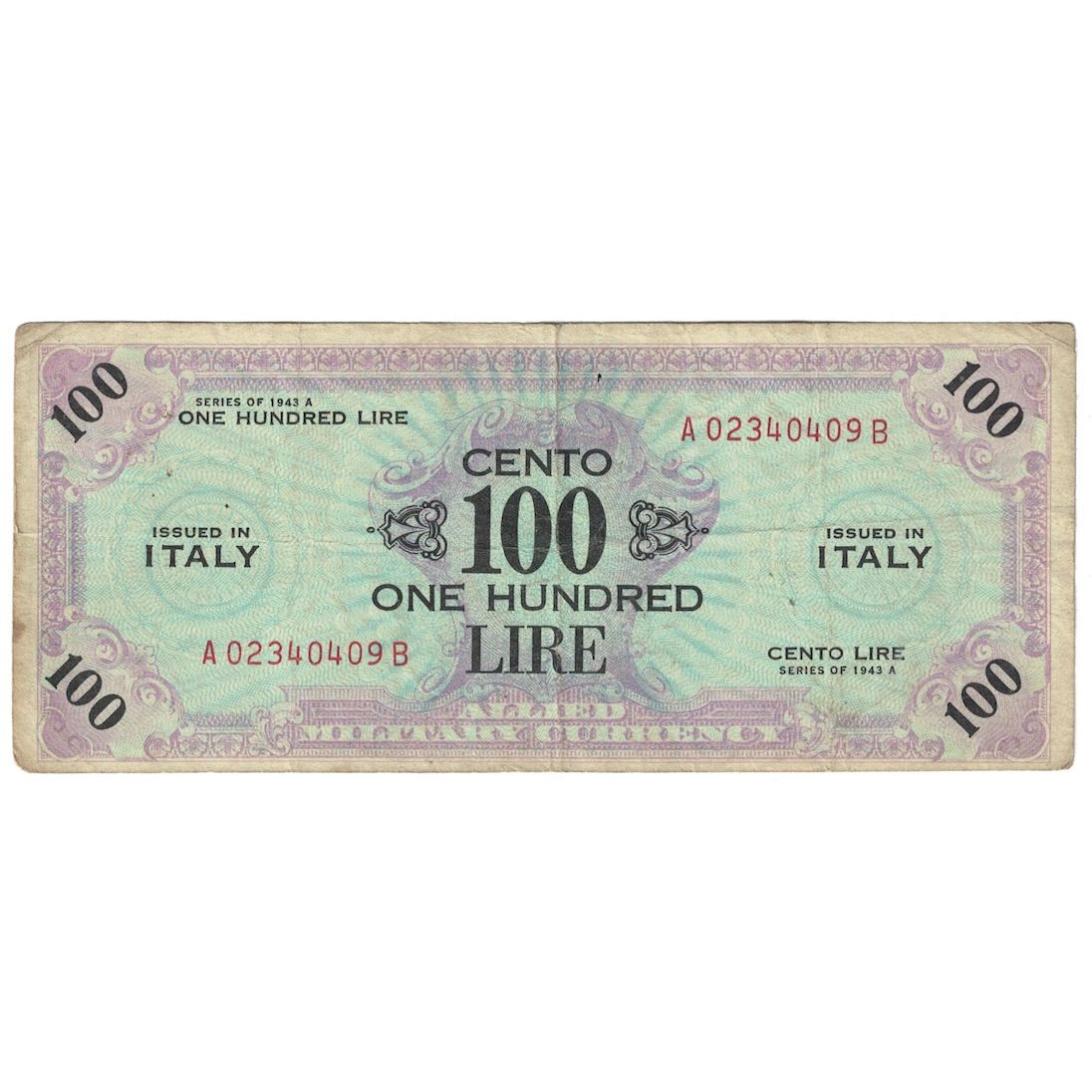Billete, 100 Lire, 1943A, Italia, BC