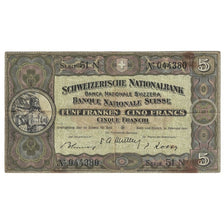 Banconote, Svizzera, 5 Franken, 1951, 1951-02-22, KM:11o, MB+