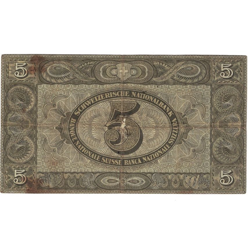 Banconote, Svizzera, 5 Franken, 1951, 1951-02-22, KM:11o, MB+