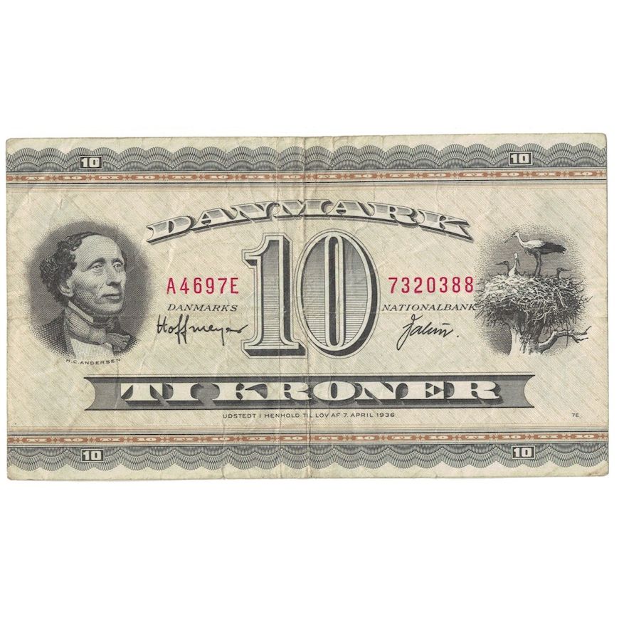 Billete, 10 Kroner, 1968, Dinamarca, KM:44w, BC