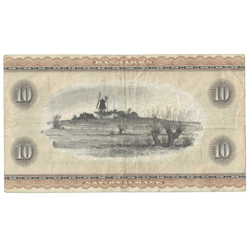 Billete, 10 Kroner, 1968, Dinamarca, KM:44w, BC