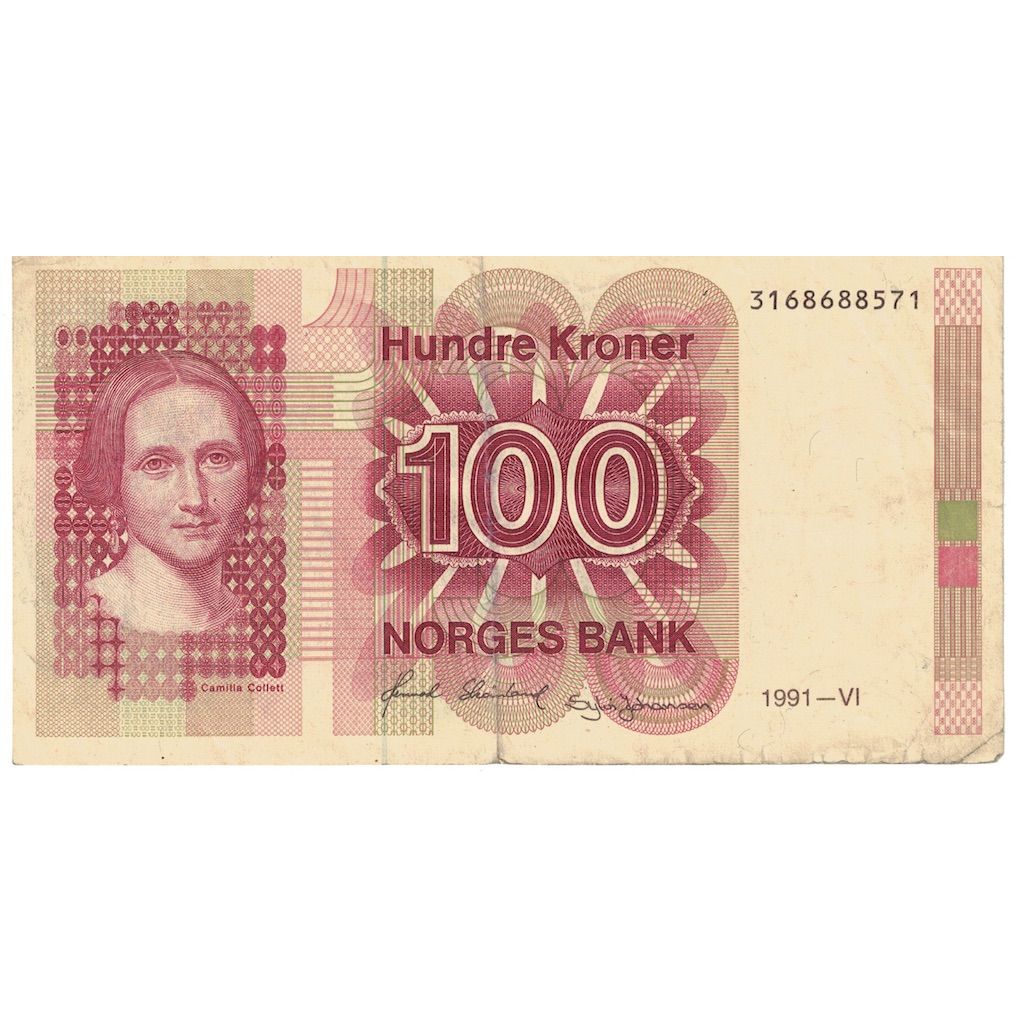 Biljet, Noorwegen, 100 Kroner, 1988-93, KM:43d, TB