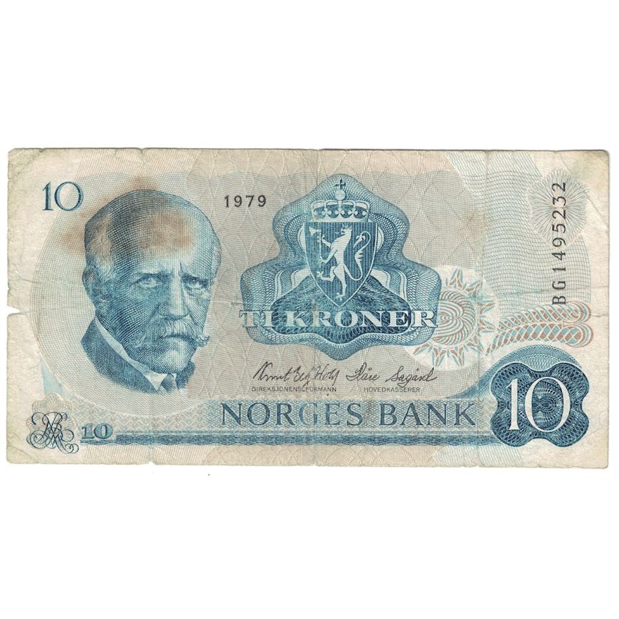 Billete, 10 Kroner, 1979, Noruega, KM:36c, BC
