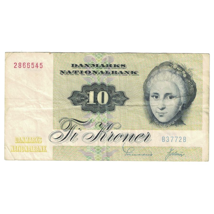 Billete, 10 Kroner, 1975, Dinamarca, KM:48c, BC+