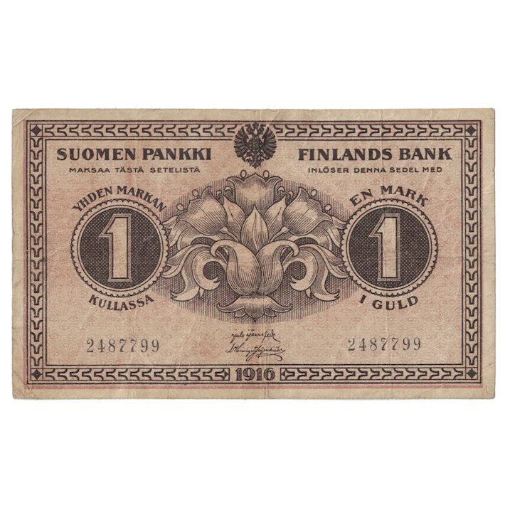 Billete, 1 Markka, 1916, Finlandia, KM:19, BC+