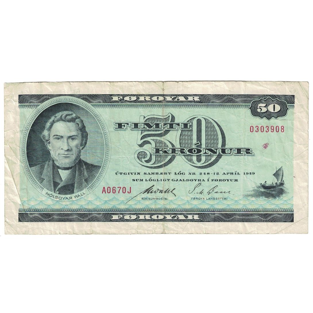 Billete, 50 Kronur, 1987, Islas Feroe, KM:20c, BC+
