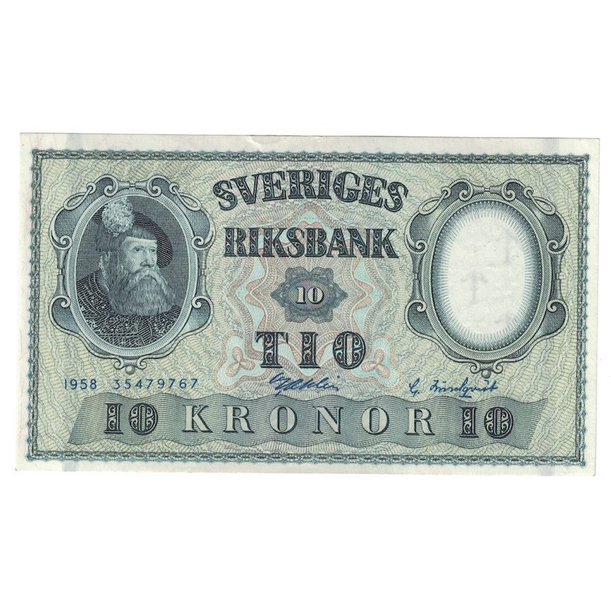 Biljet, Zweden, 10 Kronor, 1958, KM:43f, NIEUW