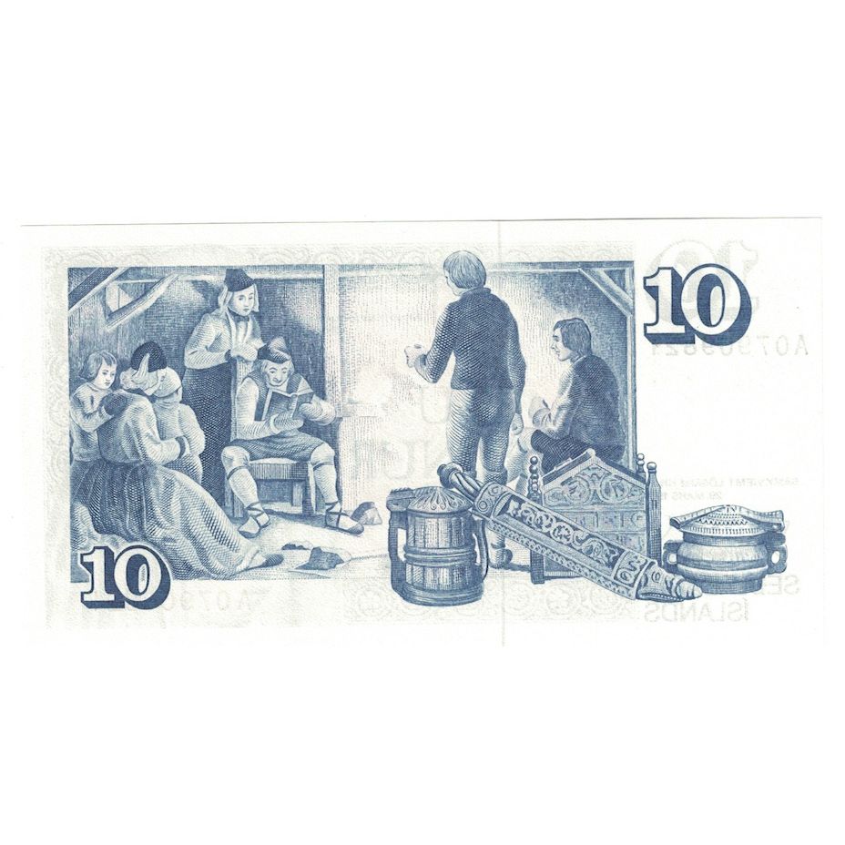 Biljet, IJsland, 10 Kronur, 1981, KM:48a, NIEUW