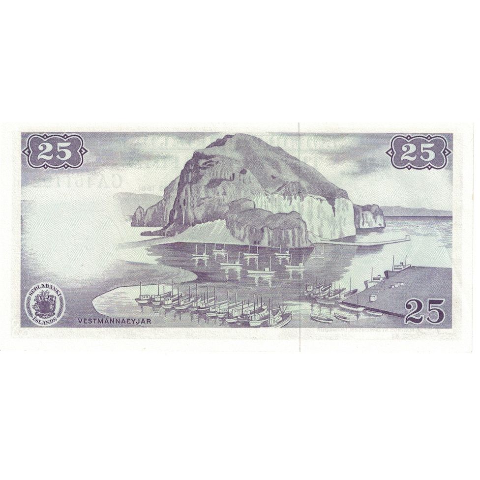 Billete, 25 Kronur, L.1961, Islandia, KM:43, UNC