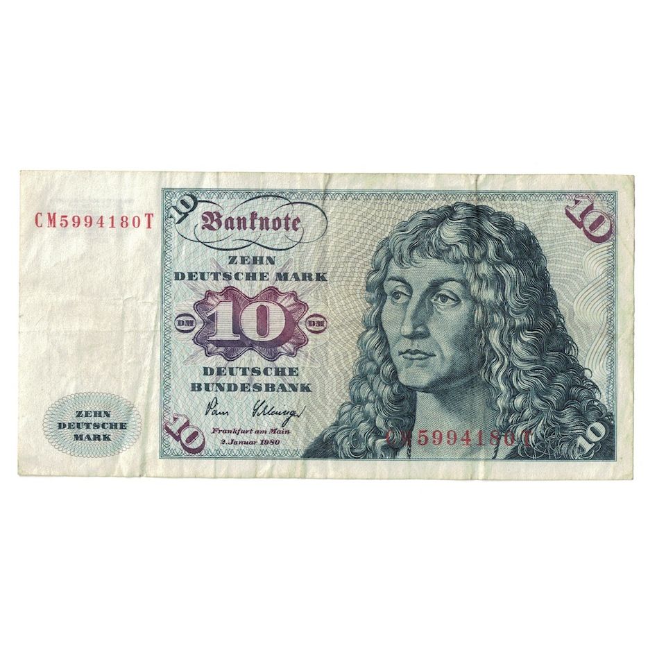 Banknot, Niemcy - RFN, 10 Deutsche Mark, 1980, 1980-01-02, KM:31d, EF(40-45)