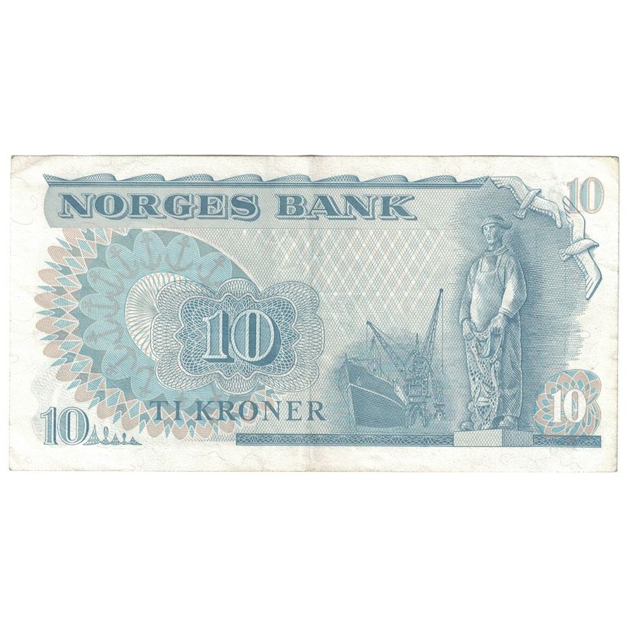 Banconote, Norvegia, 10 Kroner, Undated (1972-84), KM:36c, SPL-