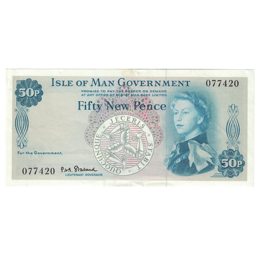 Banknote, Isle of Man, 50 New Pence, undated (1969), KM:27A, AU(55-58)