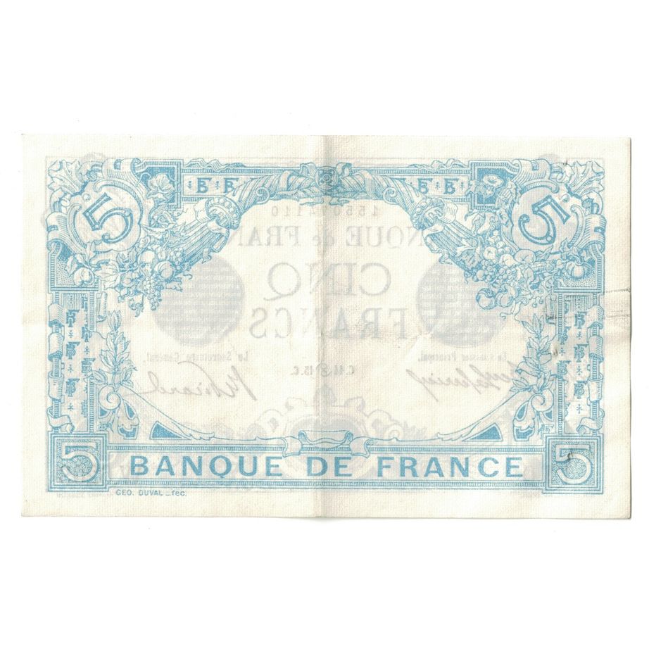 Francja, 5 Francs, Bleu, 1915, W.620, AU(50-53), Fayette:2.34, KM:70