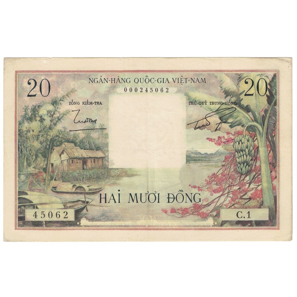 Banconote, Vietnam del Sud, 20 D<ox>ng, Undated (1956), KM:4a, BB+
