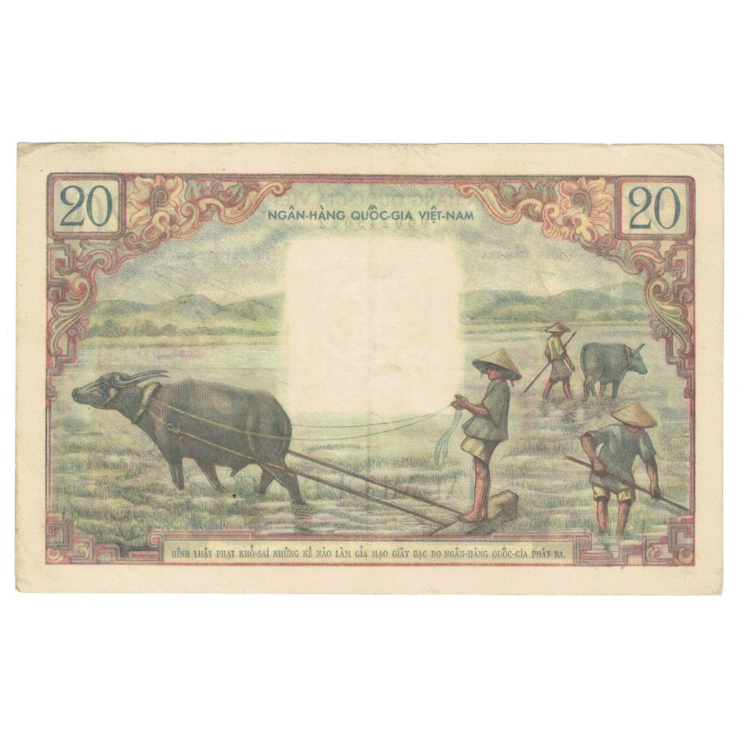 Banconote, Vietnam del Sud, 20 D<ox>ng, Undated (1956), KM:4a, BB+