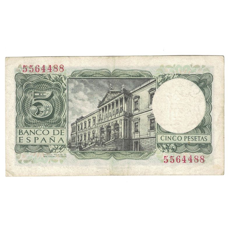 Banconote, Spagna, 5 Pesetas, 1954, 1954-07-22, KM:146a, SPL-