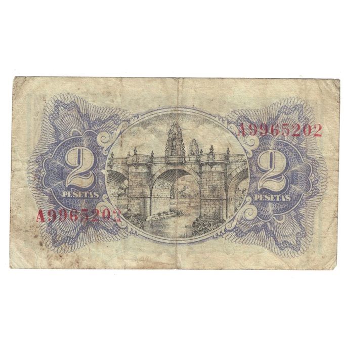 Banknote, Spain, 2 Pesetas, 1938, KM:95, F(12-15)