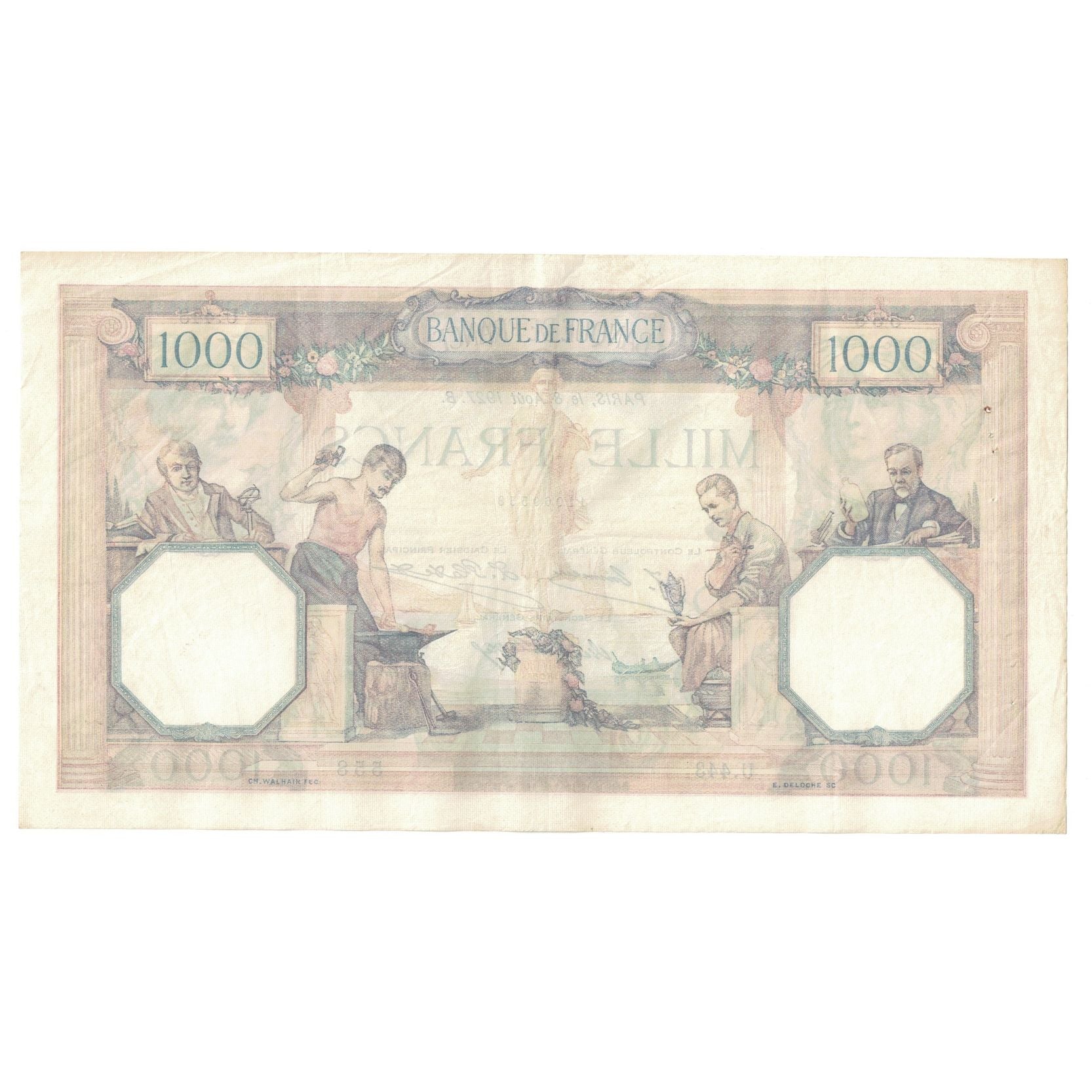 Francia, 1000 Francs, Cérès et Mercure, 1927, U.443, MBC, Fayette:37.1, KM:79a