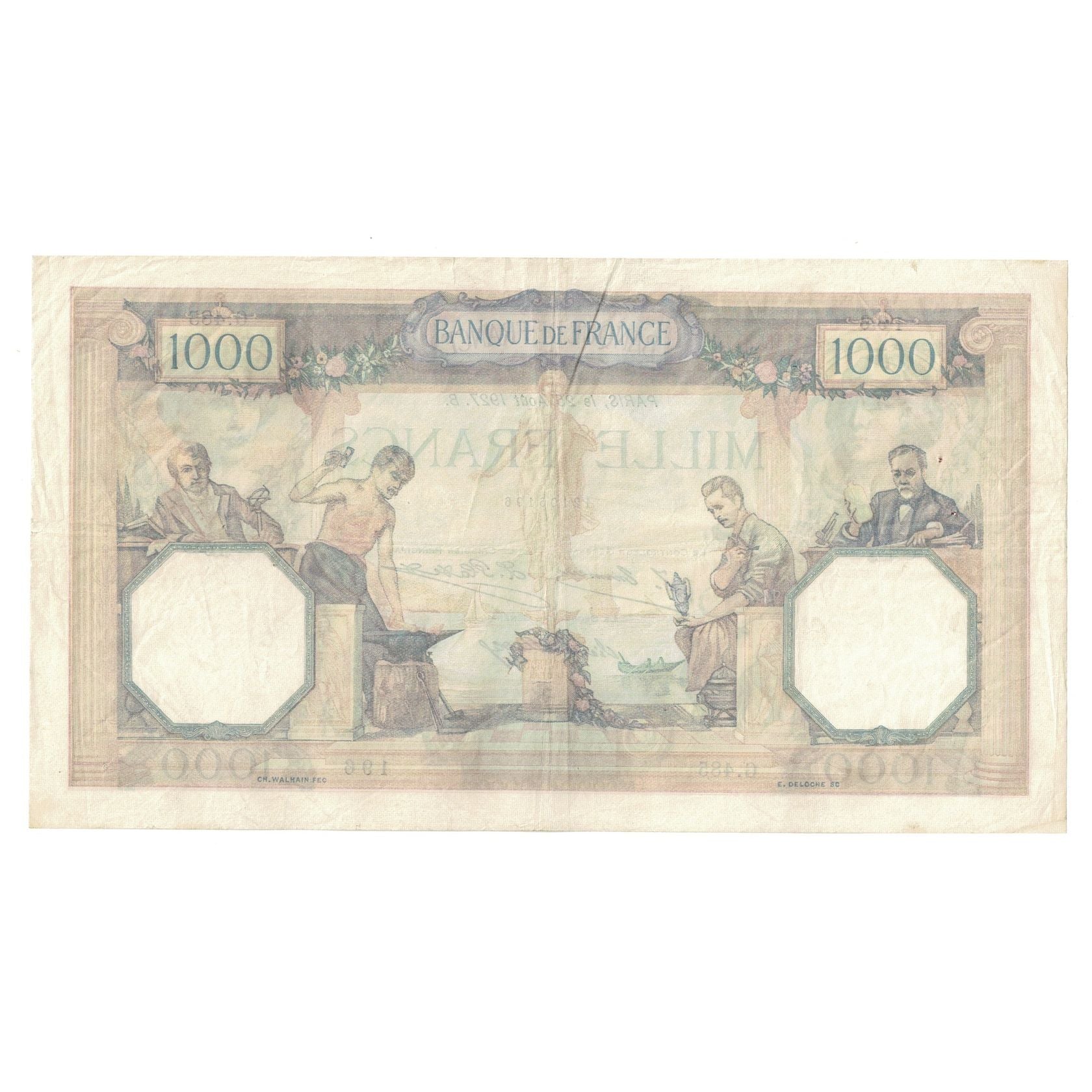 Frankreich, 1000 Francs, Cérès et Mercure, 1927, G.485, SS, Fayette:37.1