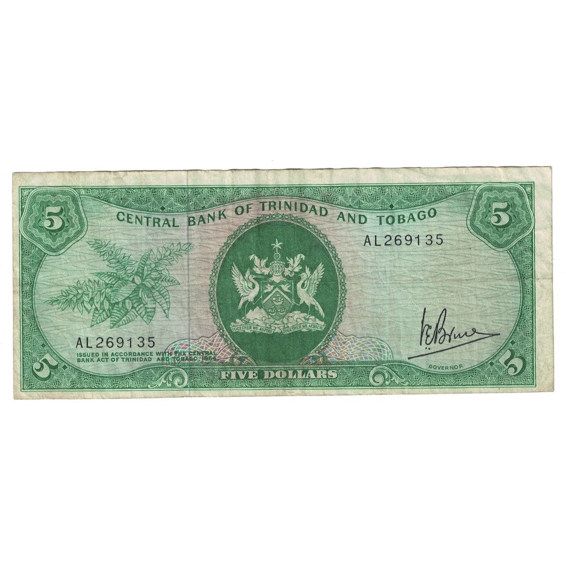 Banknote, Trinidad and Tobago, 5 Dollars, Undated (1977), KM:31a, VF(30-35)