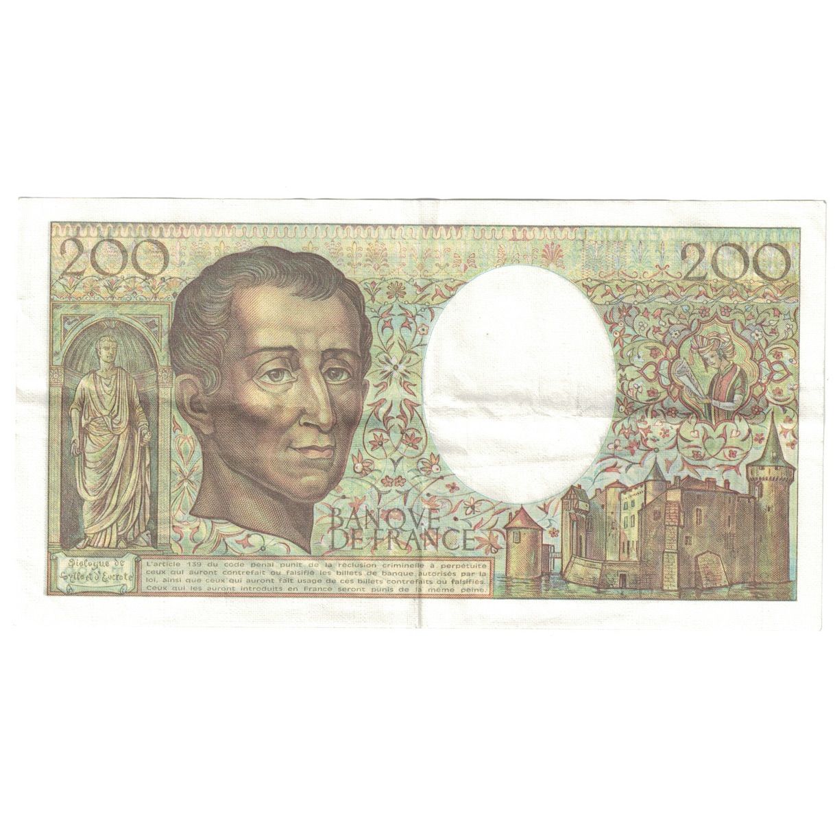 Francja, 200 Francs, Montesquieu, 1991, T.088, AU(55-58), Fayette:70.11, KM:155d