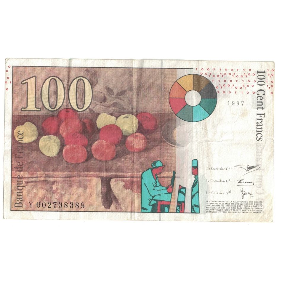 Francja, 100 Francs, Cézanne, 1997, Y.002, EF(40-45), Fayette:74.1, KM:158a