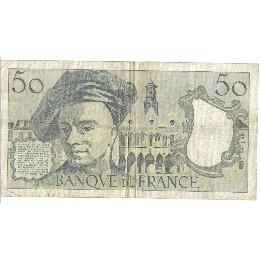 Francia, 50 Francs, Quentin de La Tour, 1990, O.62, BC+, KM:152e
