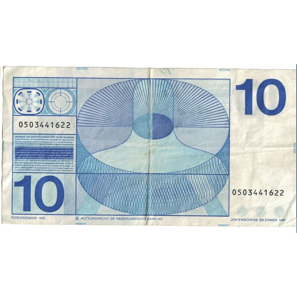 Geldschein, Niederlande, 10 Gulden, 1968, 1968-04-25, KM:91b, SS