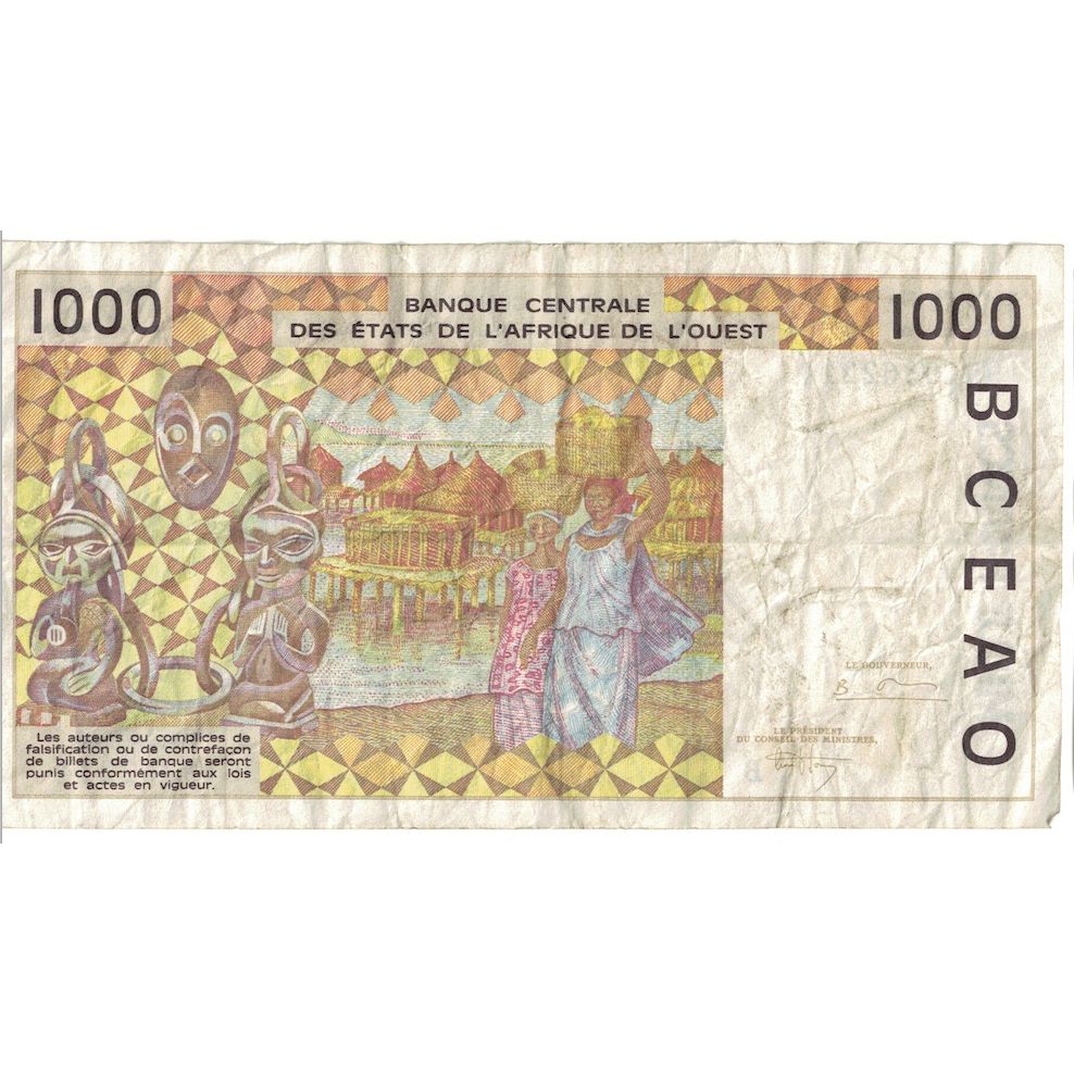 Banknote, West African States, 1000 Francs, 1998, KM:711Kh, VF(20-25)