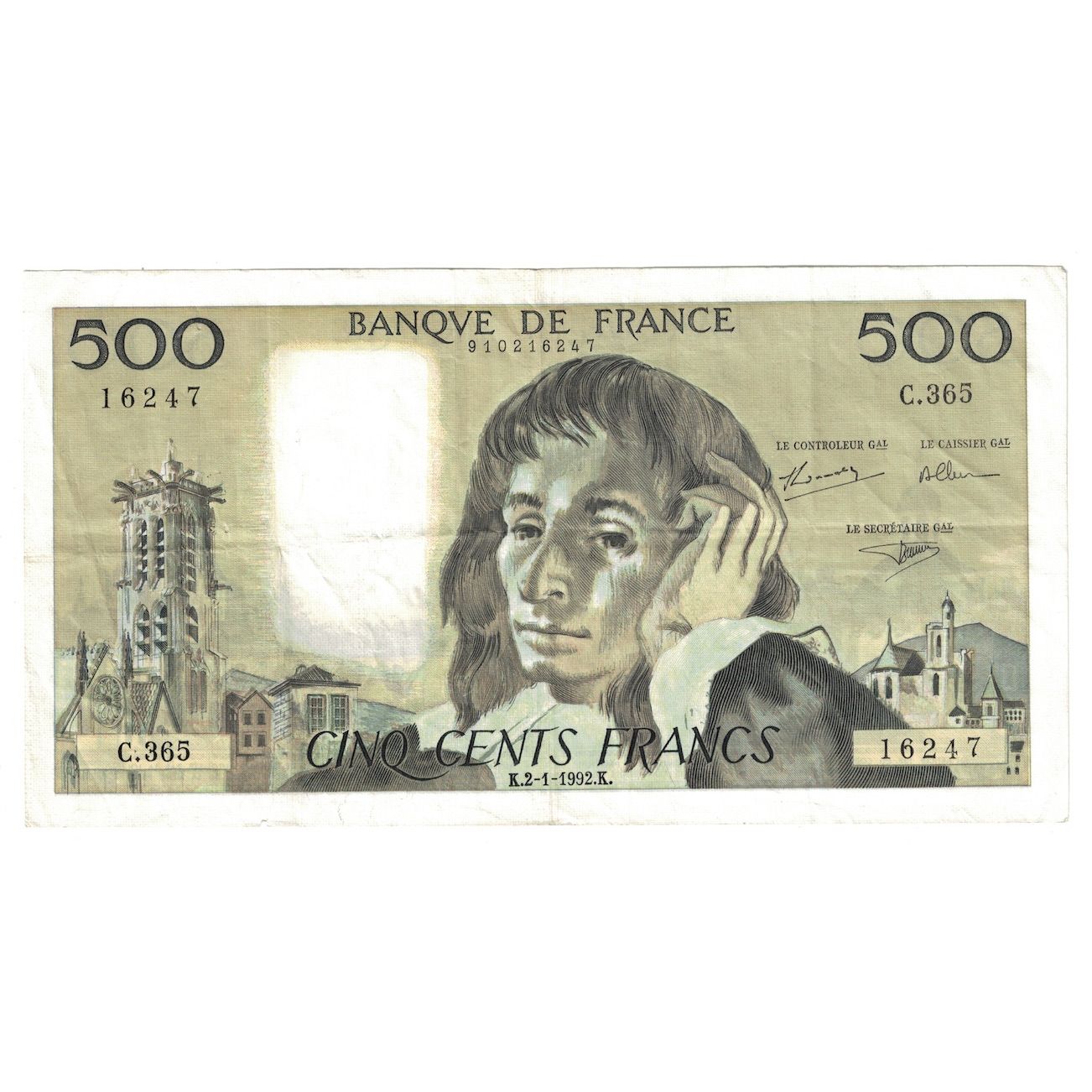 Frankrijk, 500 Francs, Pascal, 1992, C.365, TTB+, Fayette:71.49, KM:156i
