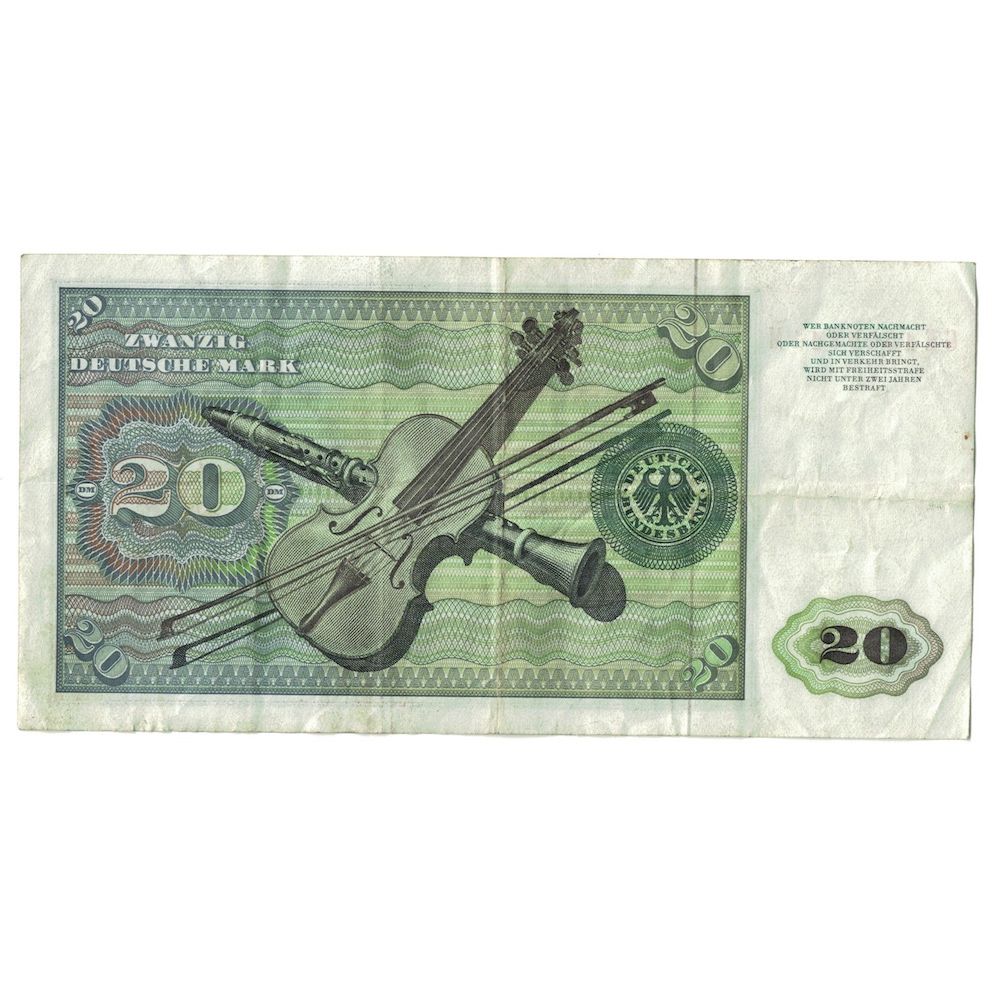 Banknot, Niemcy - RFN, 20 Deutsche Mark, 1970, 1970-01-02, KM:32a, EF(40-45)