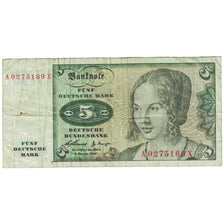 Banknot, Niemcy - RFN, 5 Deutsche Mark, 1960, 1960-01-02, KM:18a, VF(30-35)