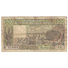 Biljet, West Afrikaanse Staten, 500 Francs, 1983, KM:706Kf, B+