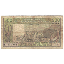 Nota, Estados da África Ocidental, 500 Francs, 1983, KM:706Kf, F(12-15)