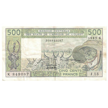 Banknote, West African States, 500 Francs, 1985, KM:706Kh, AU(55-58)
