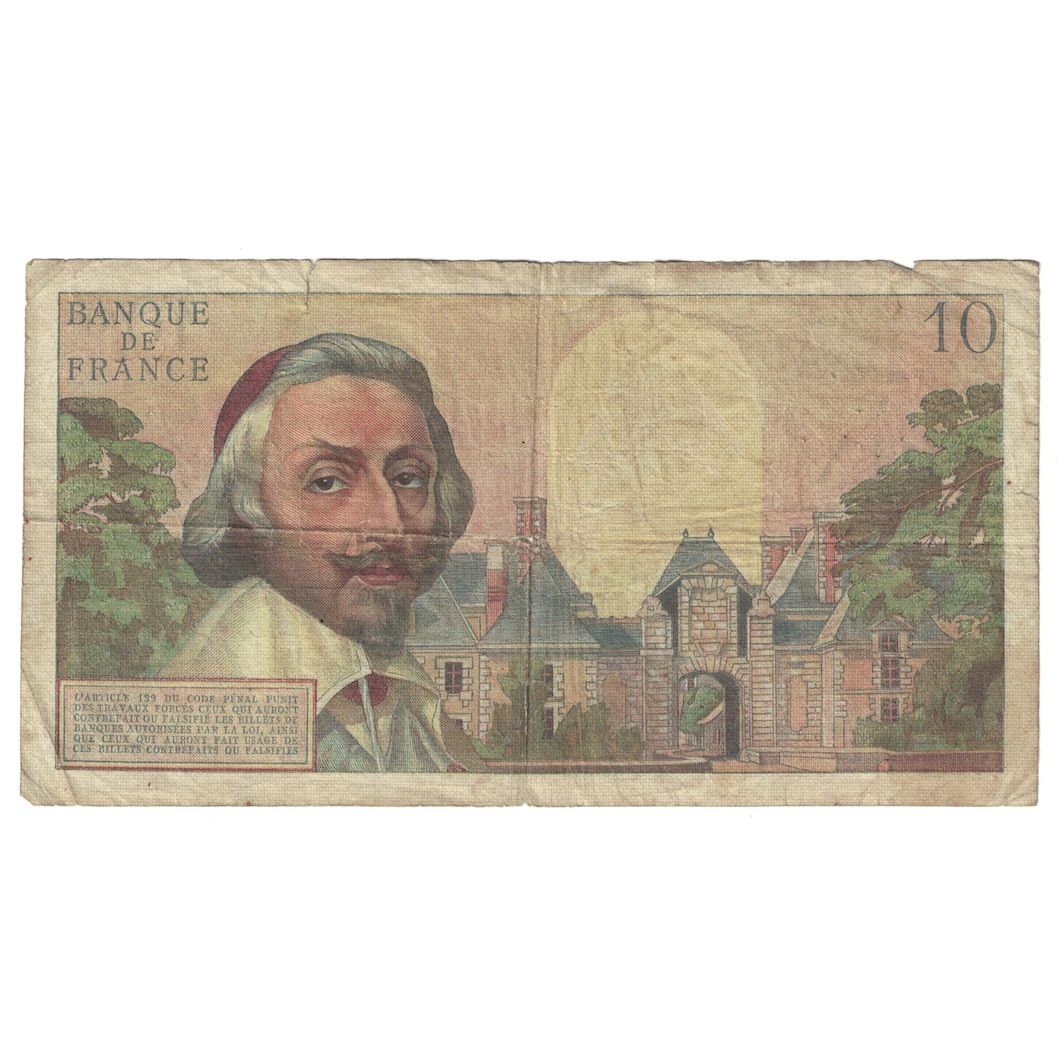 France, 10 Nouveaux Francs, Richelieu, 1960, Q.136, F(12-15), KM:142a