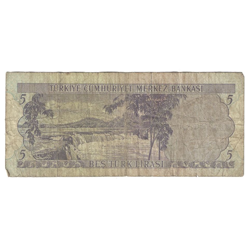 Banknote, Turkey, 5 Lira, 1968, 1968-01-08, KM:179, F(12-15)