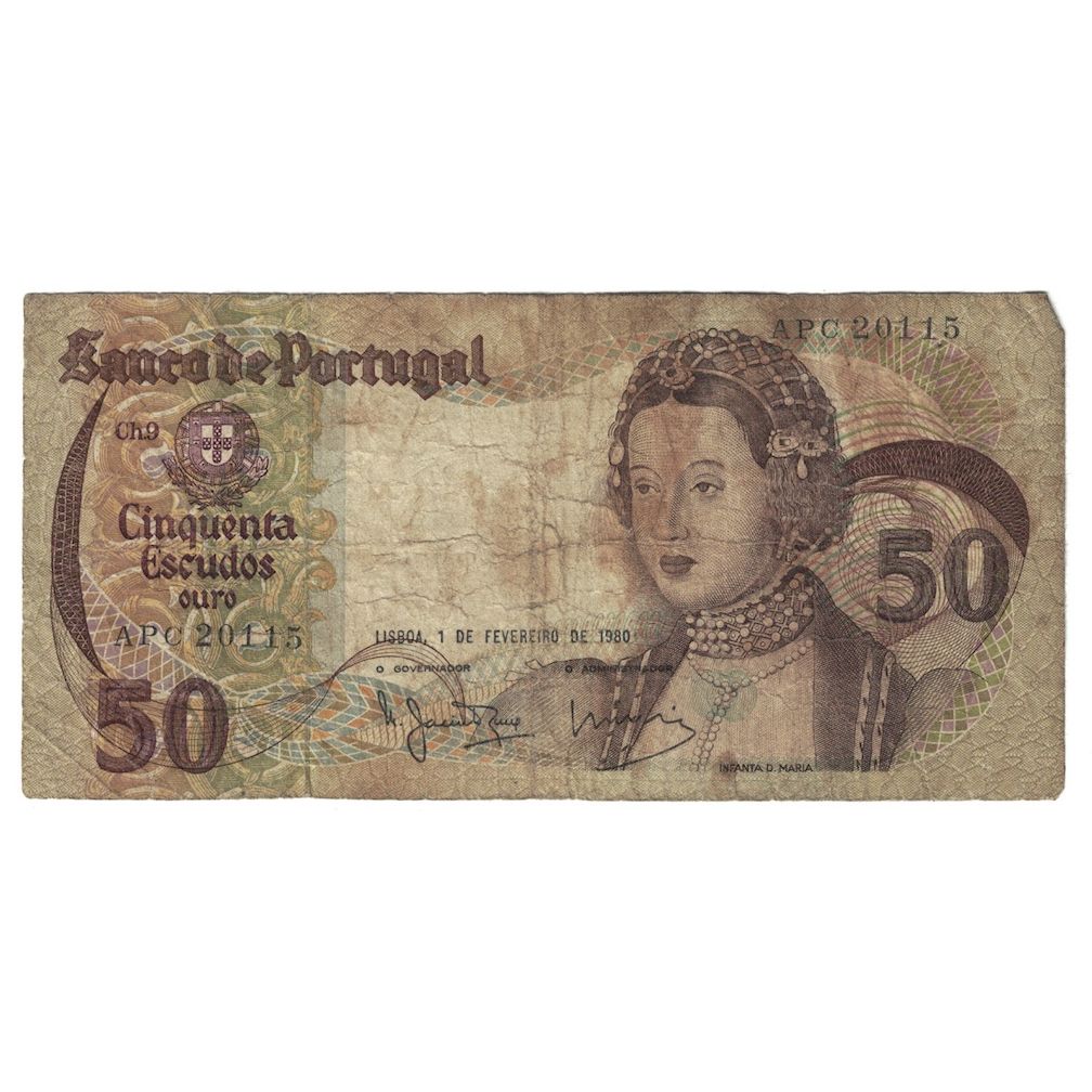 Geldschein, Portugal, 50 Escudos, 1980, 1980-02-01, KM:174b, SGE+