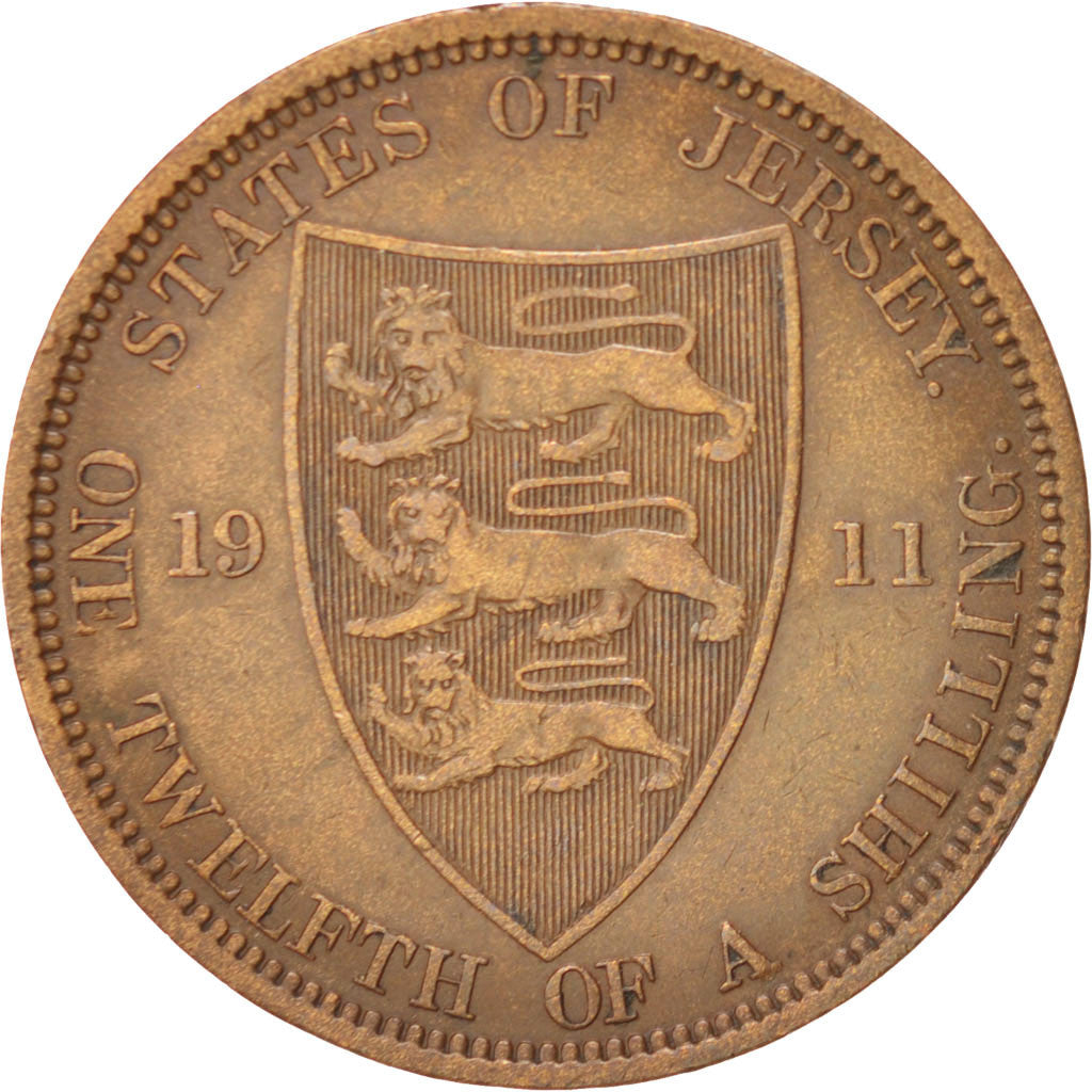 Coin, Jersey, George V, 1/12 Shilling, 1911, EF(40-45), Bronze, KM:12