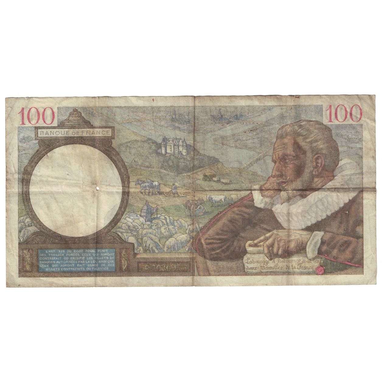 France, 100 Francs, Sully, 1939, H.399, VF(20-25), Fayette:26.13, KM:94