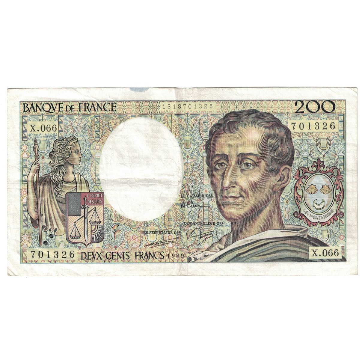 Francja, 200 Francs, Montesquieu, 1989, X.066, EF(40-45), Fayette:70.09, KM:155c